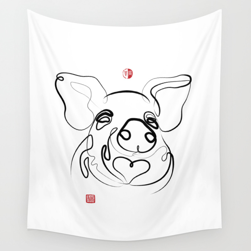 Pig Art Chinese New Year Of The Pig Original Zen Sumi E Ink