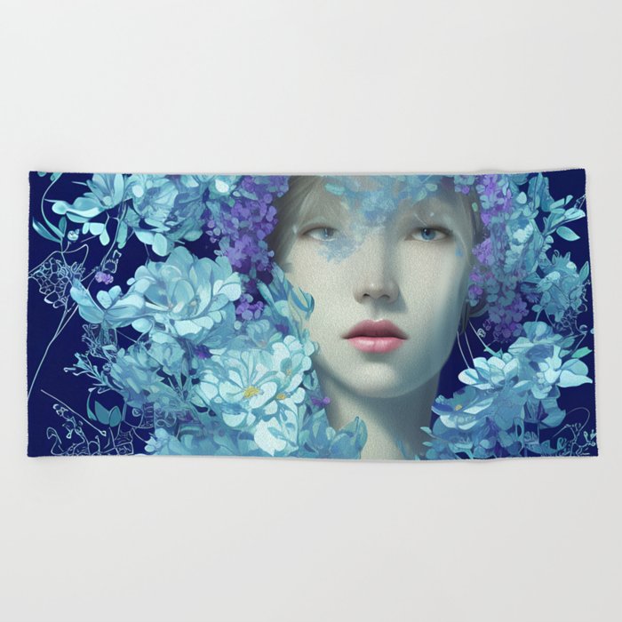 Woman in blue Beach Towel