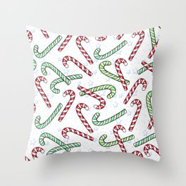 Christmas Candy Canes Seamless Pattern, Xmas Decoration Throw Pillow