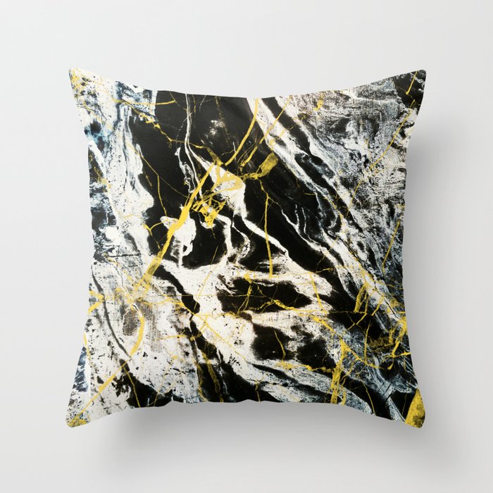 Gold And Marble Pattern Throw Pillow