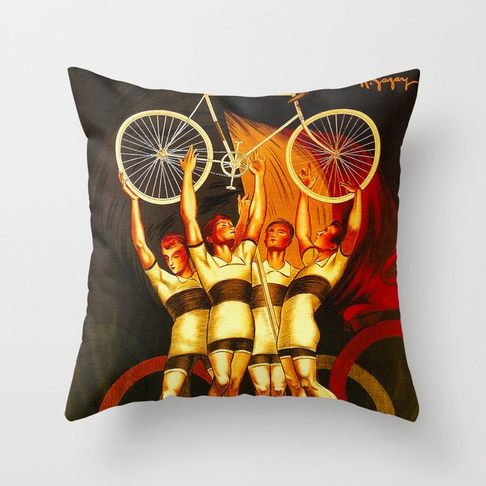 Vintage Olympique Bicycle Ad Throw Pillow