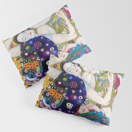 The Virgin Maidens, anemones and lilies floral portray by Gustav Klimt Pillow Sham
