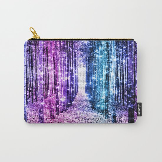 Magical Forest : Aqua Periwinkle Purple Pink Ombre Sparkle Carry-All Pouch