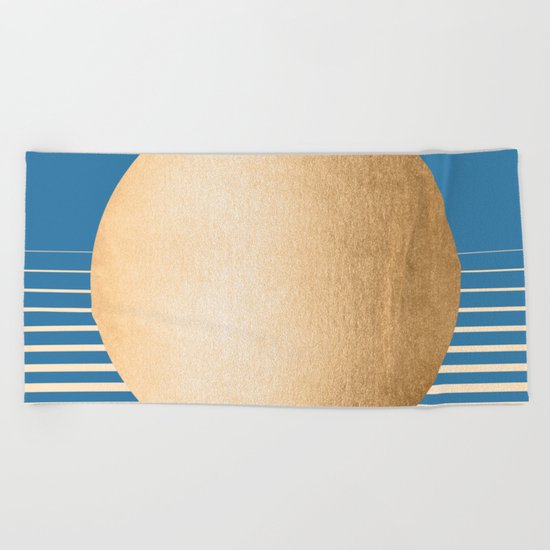 Sun Gradient - Orange Sherbet Shimmer on Saltwater Taffy Teal Beach Towel