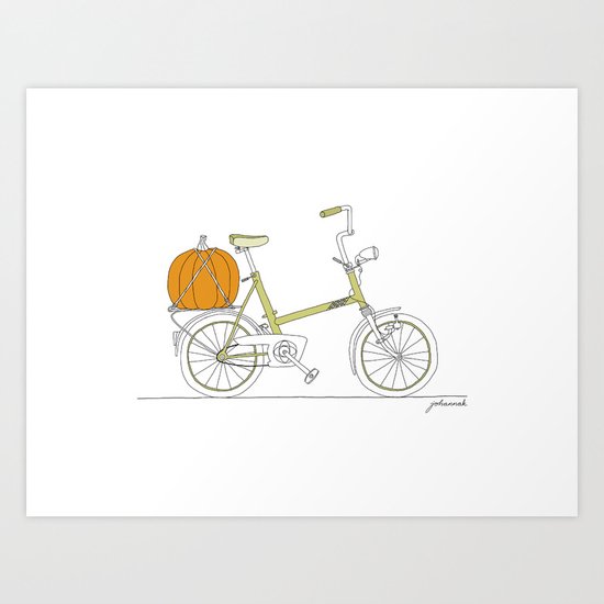 Bicycle with Pumpkin Art Print