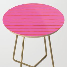Bold Red Stripes on Tropical Pink Side Table