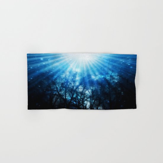 There Is Hope In the Light : Black Trees Blue Space Hand & Bath Towel