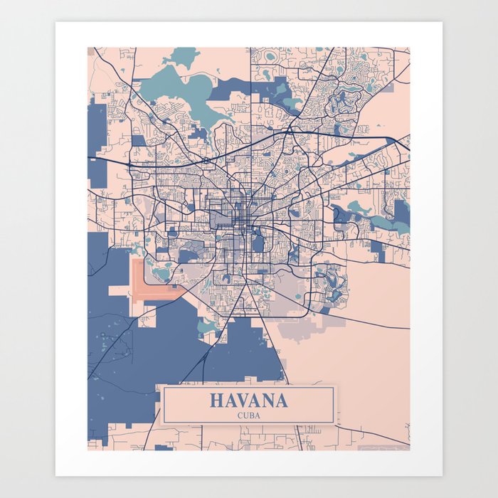 Havana vintage city map Art Print