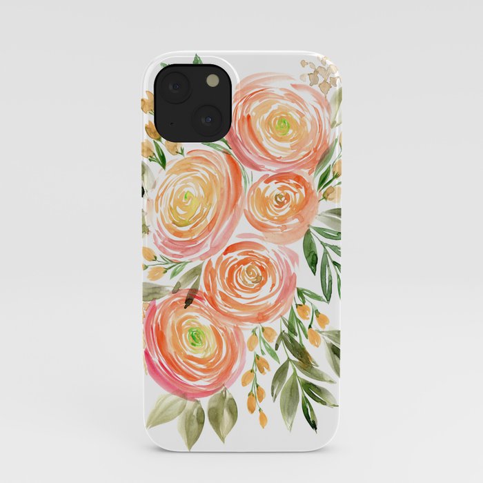 Watercolor ranunculus in rose gold iPhone Case