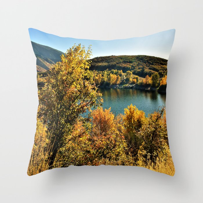 Fall Lake View Throw Pillow
