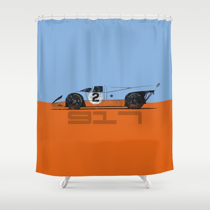 Vintage Le Mans Race Car Livery Design, Race Car Shower Curtain