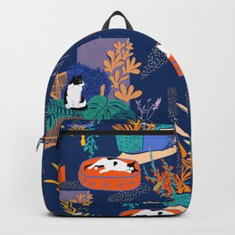 Cats, Glads & Shads Backpack | Print, Interiors, Catlover, Catpattern, Digital, Mattisse, Drawing, Home, Catfan, Plants 