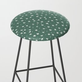 Snowflakes and dots - green and white Bar Stool