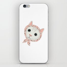 Cat with Scarf White iPhone Skin