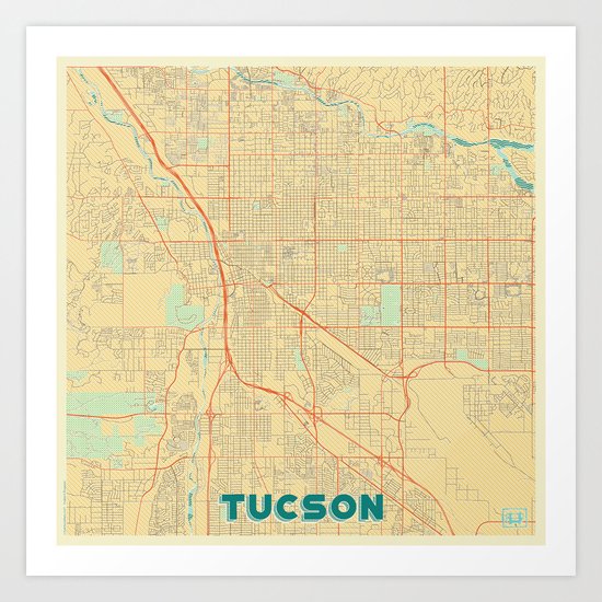 Tucson Map Retro Art Print