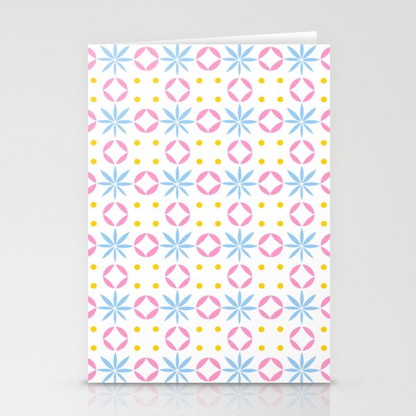 geometric flower 36 blue, pink and yellow Stationery Cards