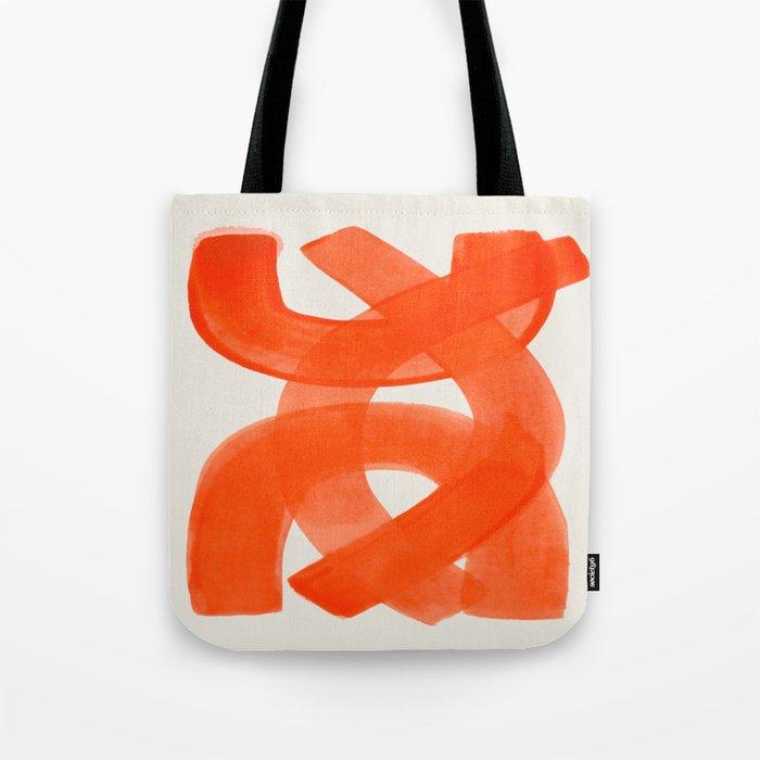 Mid Century Modern Abstract Painting Orange Watercolor Brush Strokes Tote Bag
