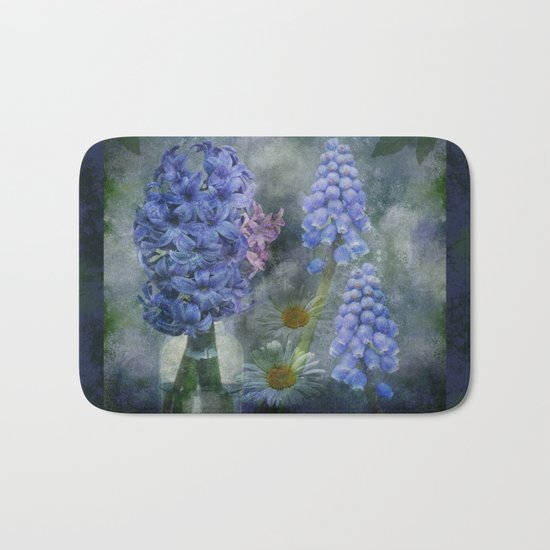 Painterly spring flowers on a grunge background Bath Mat