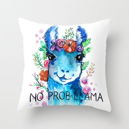 No Prob Llama Throw Pillow