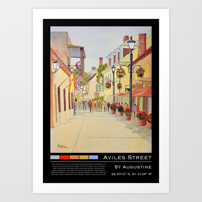 Aviles Street St Augustine Florida Poster Art Print