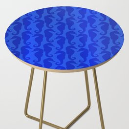 Blue Silk Metallic Seahorse Modern Collection Side Table
