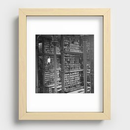 A book lovers dream - Cast-iron Book Alcoves Cincinnati Library black and white photography Recessed Framed Print