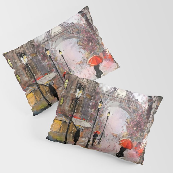 oil painting on canvas, street view of Paris Pillow Sham