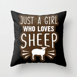 Sheep Girl Throw Pillow