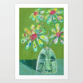 Abstract Daisies in a Vase Art Print