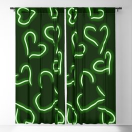 Neon Hearts Green Blackout Curtain