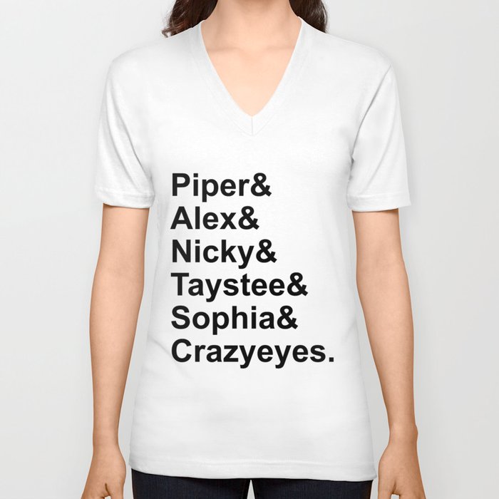 OITNB Orange Inmates Names V Neck T Shirt by Double Dot Designs