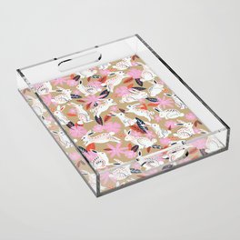Bunnies & Blooms – Coral & Pink Acrylic Tray