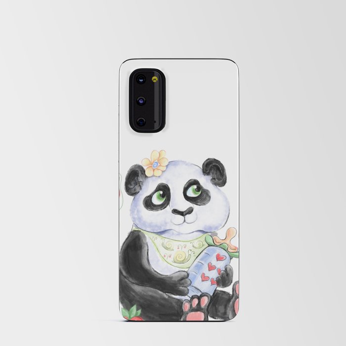Baby Panda with strawberryes, Girl Baby shower  Android Card Case