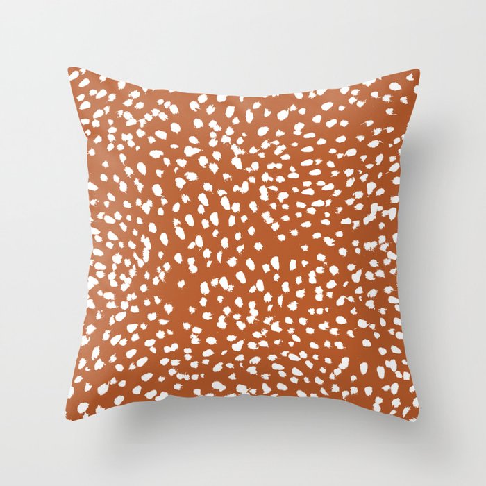 Rust dots - painted dots, terracotta, clay, earth, earth toned, boho, brown, brown dots, rust orange, painted dots Throw Pillow