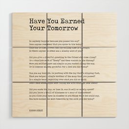 Have You Earned Your Tomorrow - Edgar Guest Poem - Literature - Typewriter 1 Wood Wall Art