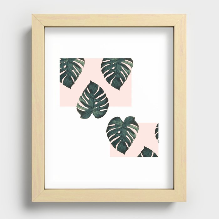 Monstera X Pink Recessed Framed Print