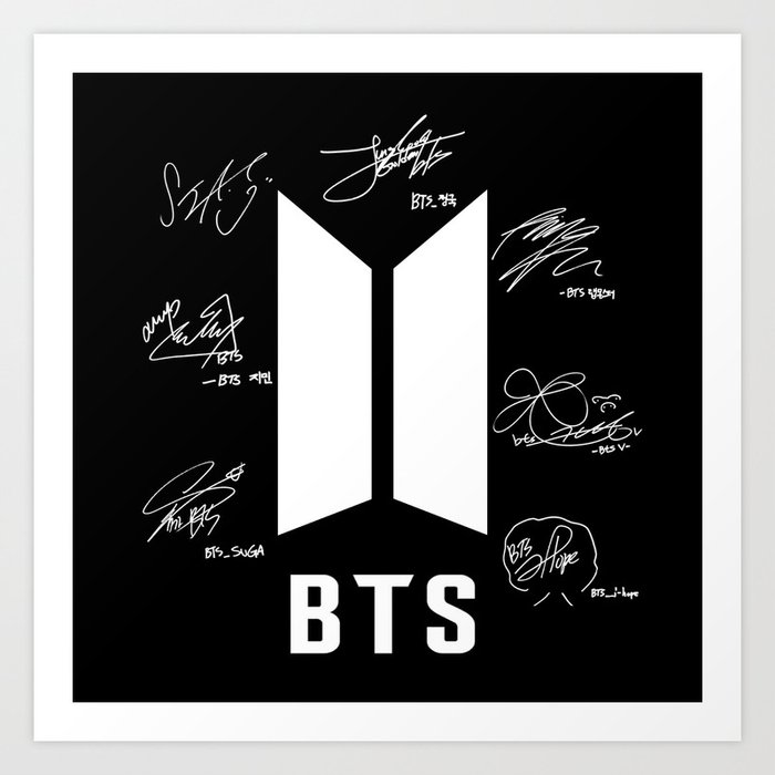 Bts Logo With Black With Signatures Art Print By Yynnehh