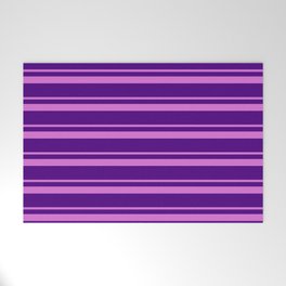 [ Thumbnail: Orchid and Indigo Colored Lined/Striped Pattern Welcome Mat ]