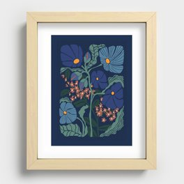 Klimt flower dark blue Recessed Framed Print