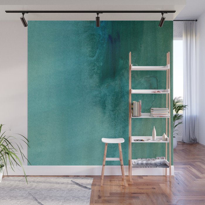 Forest Green Teal Hand Painted Watercolor Ombre Wall Mural By Pink Water Society6 Begin by painting the entire wall the lightest shade of paint and let it dry. forest green teal hand painted watercolor ombre wall mural by pink water
