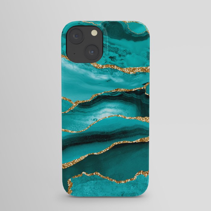 Aqua Turquoise Day Blue Galaxy Marble iPhone Case