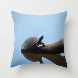 Turtle on The Lake (Color) Throw Pillow