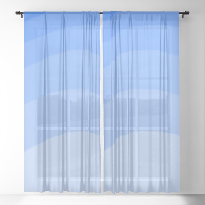 Mid-Century Modern Blue Sunrise Sheer Curtain
