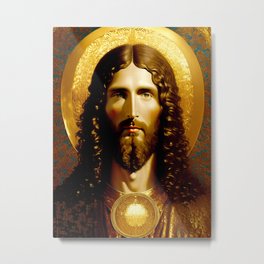 Golden Jesus portrait - classic iconic depiction Metal Print