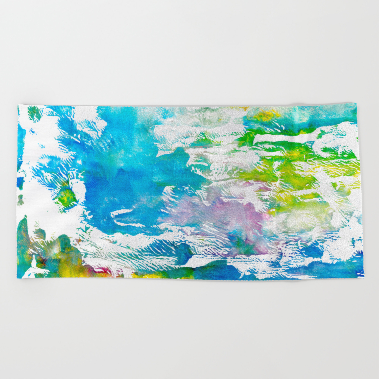 Algae And Aqua Abstract Painting Beach Towel By Ananovakovic