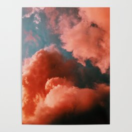 Orange and blue abstract clouds Poster