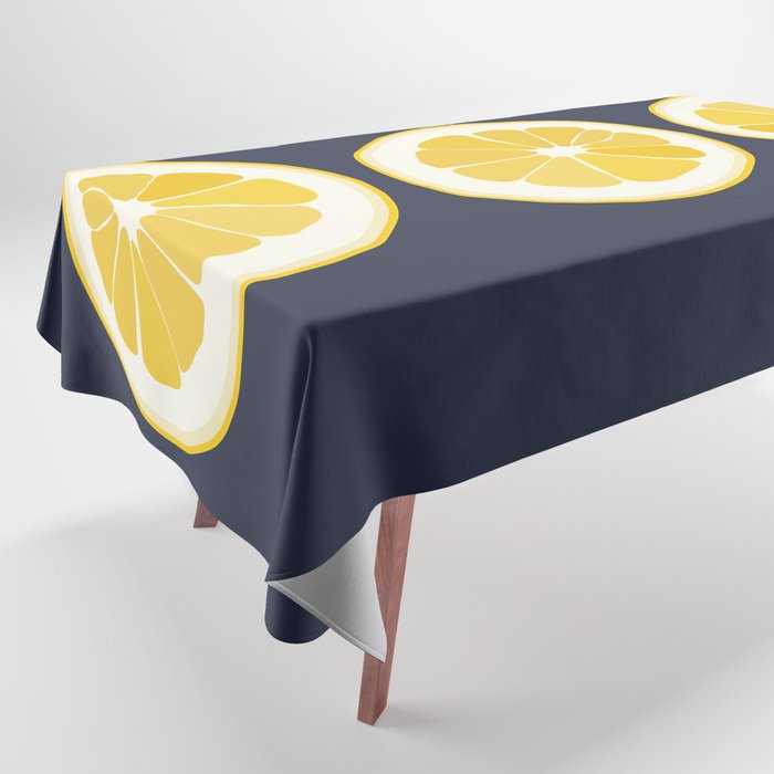 Citron - Lemon on Dark Blue Art Design Pattern  Tablecloth