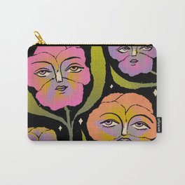 Never alone Carry-All Pouch | Drawing, Stars, Night, Pansies, Digital, Pansy, Moon, Floral, Bloom, Flowers 