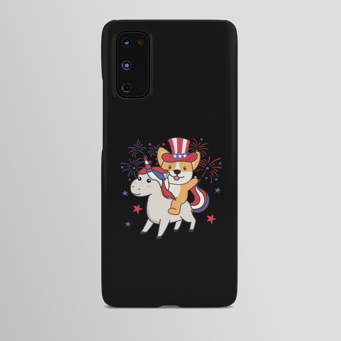 Corgi With Unicorn For The Fourth Of July Android Case