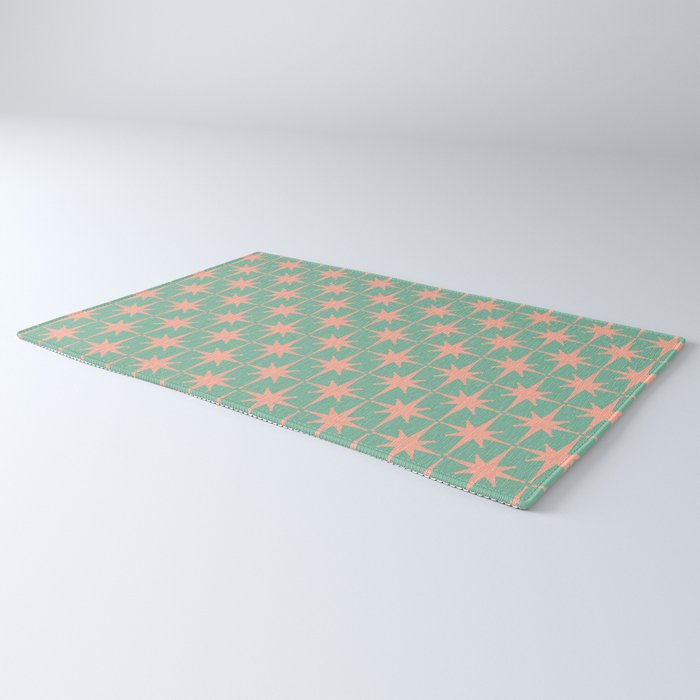 Retro Vintage Atomic Age 50s Star Pattern in Pink and Mint Teal
